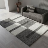 thumbnail of Teppich Schlafzimmer Hochflor Karo Samtweich Waschbar Strapazierfähig Wohnzimmer Hellgrau 120x170 cm – WATZMANN von Kadima Design