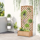 thumbnail of Outsunny Jardinera con Enrejado de Madera Maciza Arriate Macetero con Soporte para Trepadora Cultivos Plantas Flores para Terraza 76x36x170 cm