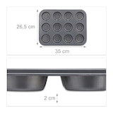 thumbnail of Relaxdays Muffinform, 2er Set, 12er Muffinbleche, antihaftbeschichtet, Carbonstahl, Muffins & Cupcakes, Ø  6,5 cm, grau