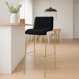 thumbnail of CHEFGASTRO Barhocker MAUI Stoff 4-Fuﬂ Gold HxBxT 100x43x48cm Stoff Schwarz Barstuhl