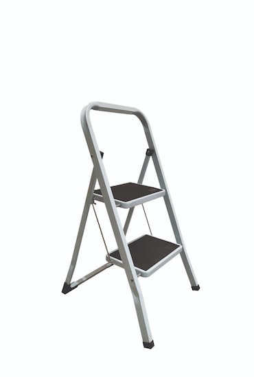 aro Escadote dobrável, 2 degraus, aço / plástico, 49.1 x 44.1 x 78.3 cm, branco