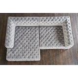 thumbnail of KAWOLA Sofa NARLA Ecksofa Chesterfield Stoff velvet silber Recamiere links