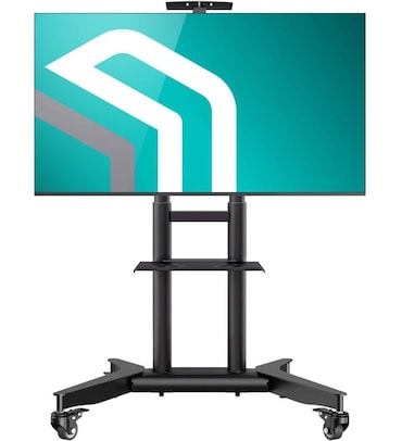 ONKRON Soporte TV Ruedas para Pantallas de 32” - 75”, hasta 60 kg - Altura Ajustable - Máx 600x400 VESA - Suelo / Pie Universal Negro TS1571-B