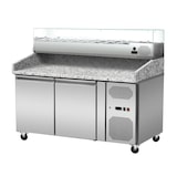 thumbnail of Skyrainbow Pizza Kühltisch, Granit rosa-grau, 2 Türen, 151 x 80 Kühlaufsatz GN1/3 mit Glas