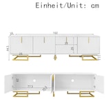 thumbnail of TV-Schrank 160x38x44 cm mit strukturierten Türen, goldenen Akzenten, verstellbaren Füßen und integriertem Stauraum