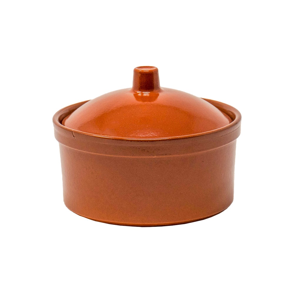 Garcia de Pou 20 Unités - Cocotte En Faïence Avec Couvercle 350 Ml Ø 12X6 Cm Marron Rougeatre Ceramique