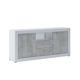 thumbnail of Credenza Moderna Madia Con 2 Ante 2 Cassetti Vano A Giorno Mobile Sala Pranzo Soggiorno Ingresso Senza Maniglie 184x86x42 Cm Bianco Grigio Cemento