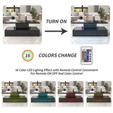 thumbnail of Merax Couchtisch, Tisch mit Schubladen, Hochglanzlackierung, Beistelltisch mit zwei Ablageebenen. Mit LED-Licht, Schwarz