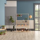 thumbnail of Relaxdays Blumenregal, 3 Ebenen & Hängestange, H x B x T 145,5 x 100 x 38 cm, Bambus, klappbares Pflanzenregal, natur