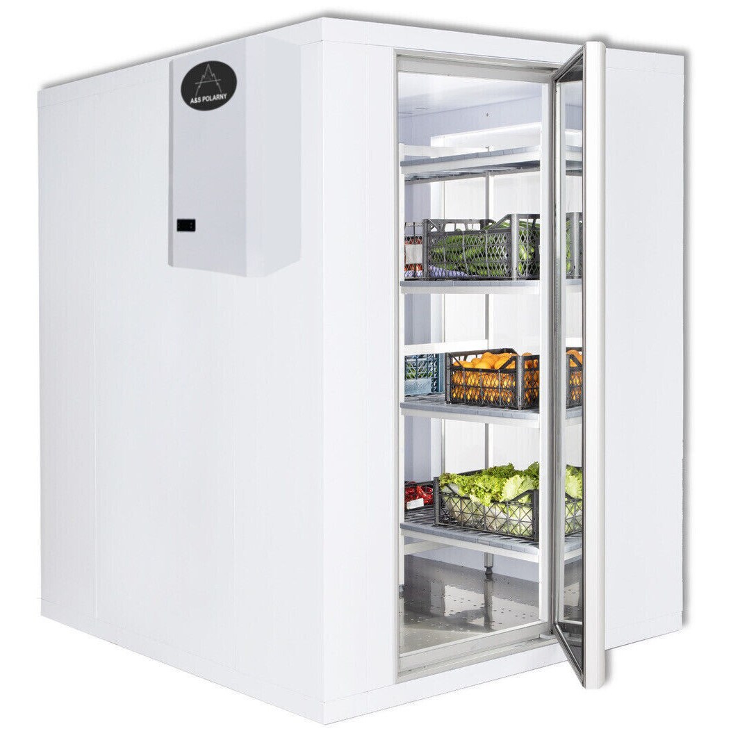 Tiefkühlzelle m. Aggregat & Regal begehbares Tiefkühlhaus, mit Aufbau, 8,96 m³ 2700x2100x2200 mm 0/-20°C