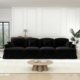 thumbnail of 4-Sitzer Sofa 93x350x83 Chenille Mid-Century modern Wohnzimmer Couch modular komfortabel abnehmbare Rüschenschürze Schwarz