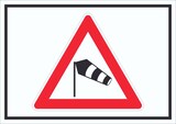 thumbnail of Schild Achtung Seitenwind Symbol A3 Rückseite selbstklebend