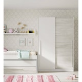 thumbnail of Dmora Guardaroba Downey, Armadio per camera da letto a 2 ante scorrevoli, Mobile con barra appendiabiti e 3 ripiani, 120x50h200 cm, Bianco anticato