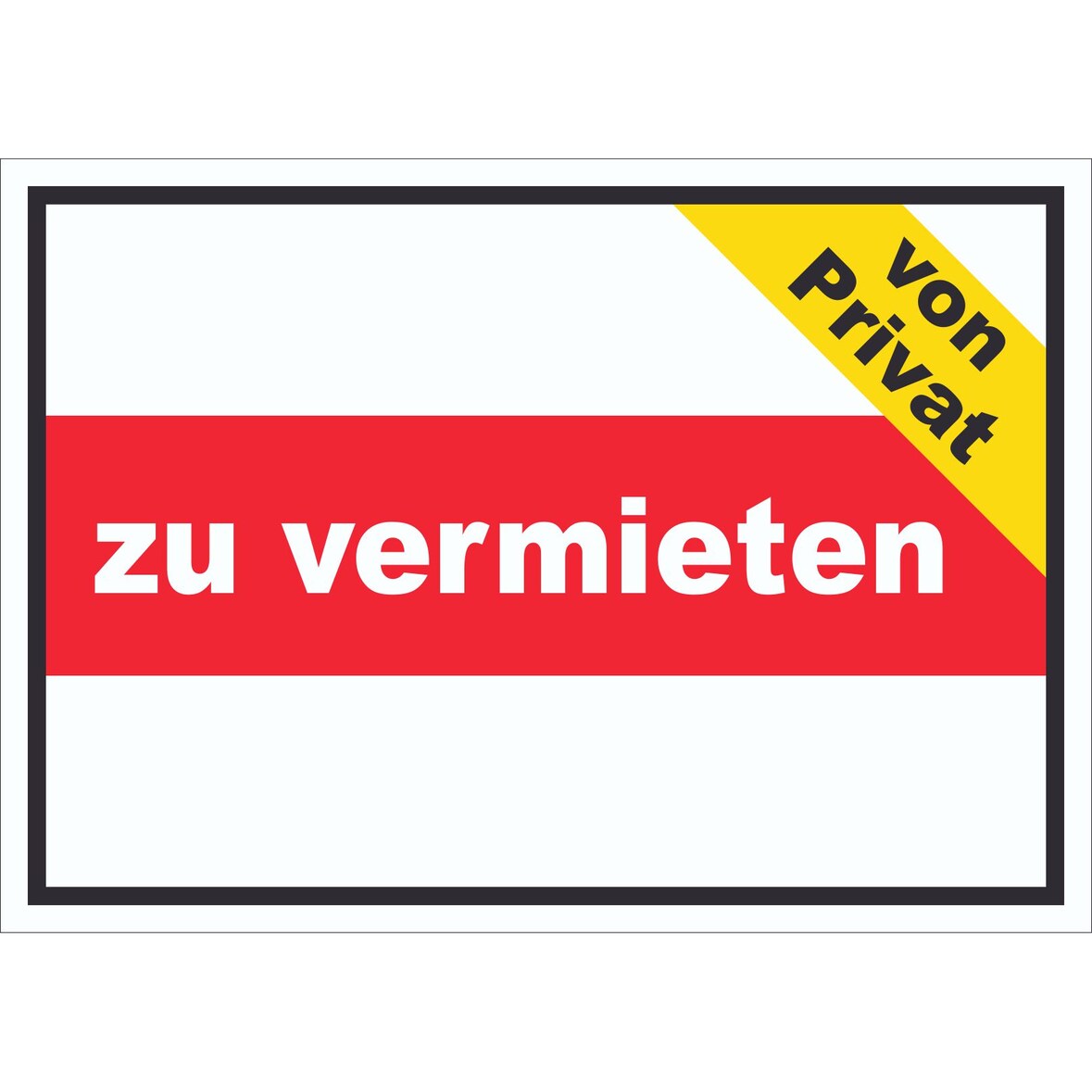 zu vermieten von privat Schild mit Text Verkaufsschild A4 Rückseite selbstklebend