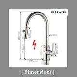 thumbnail of Paul | Premium Silber gebürstet ausziehbare Niederdruck Armatur |Edelstahl Wasserhahn Küche | Mischbatterie - 360 Grad drehbar | Boiler 3 Anschlüsse