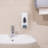 thumbnail of Relaxdays Wandseifenspender, 2er Set nachfüllbar, 350 ml, Wandmontage, manuell, Seifenspender HBT: 19x8x8 cm, weiß/grau