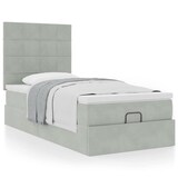 thumbnail of vidaXL Ottoman-Bett mit Matratzen Hellgrau 90x190 cm Samt