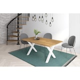 thumbnail of Piedi, Gambe, Supporto forma a X, Gambe del tavolo in legno massiccio, Soggiorno, Sala da pranzo, Ufficio, Laccato bianco, 72x72cm _ PATASSOLIDXBL