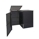 thumbnail of PROREGAL 2er-Mülltonnenverkleidung | HxBxT 176x130x131cm | Poly-Rattan 2x120l | Schwarz | Mülltonnenbox Mülltonnenabdeckung
