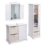 thumbnail of Décoshop26 - Badezimmermöbel-Set bestehend aus Waschtisch Wandspiegel und Aufbewahrungsschrank aus weiß gealtertem Holz 04_0006703