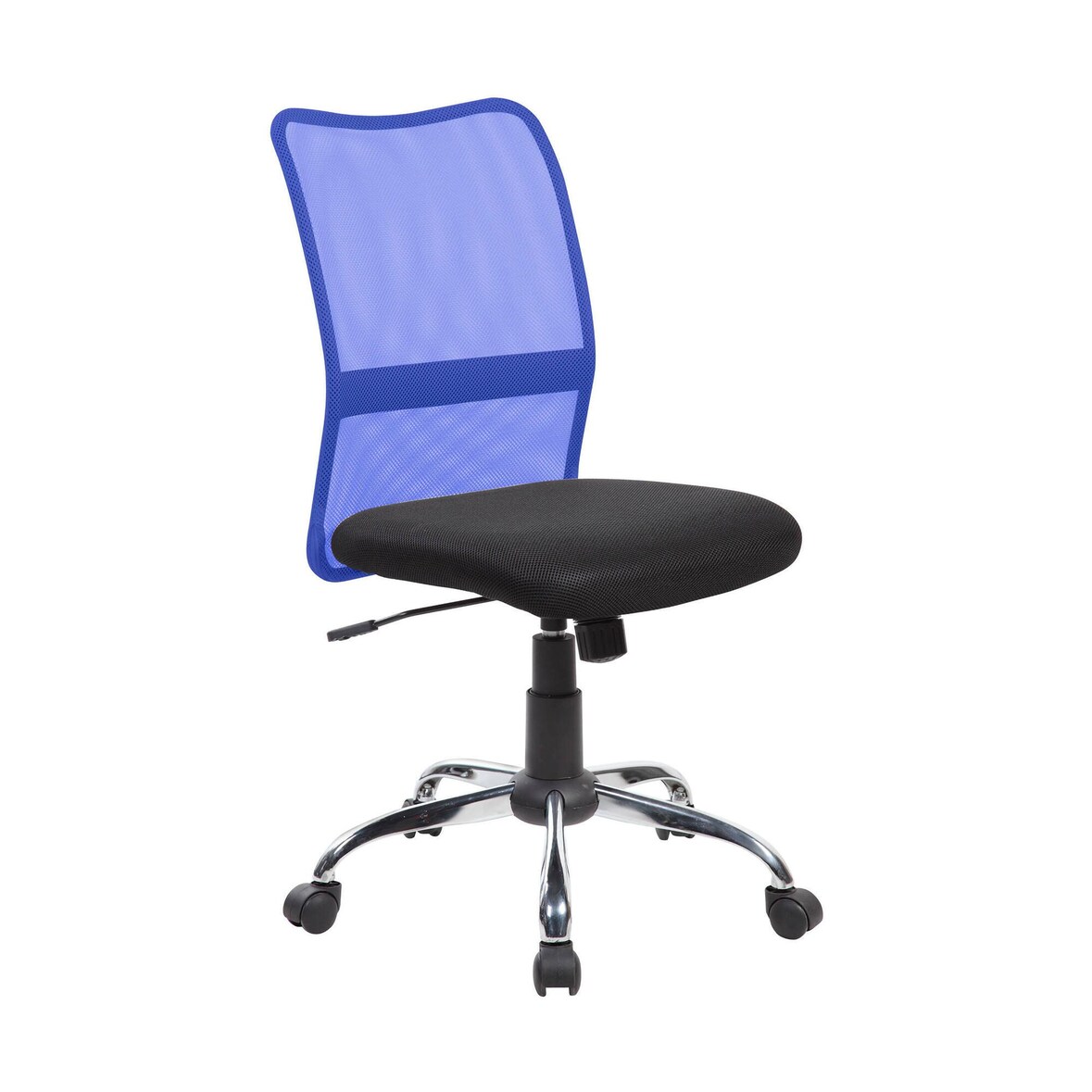 Dmora Sedia da ufficio Bomaderry, Sedia operativa a rete, Seduta ergonomica da ufficio, 57x46h90/100 cm, Nero e Blu