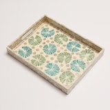 thumbnail of Tablett Dekotablett mediterran Perlmutt-Schimmer Keramik Serviertablett Blumen