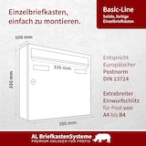 thumbnail of AL Briefkastensysteme 1 x Basic Wand Briefkasten in RAL Farbe Signal Gelb für Post A4, wetterfest, Artikelnummer: 431P1EA1ZFP1003