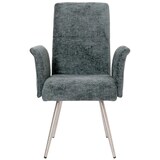 thumbnail of 2er-Set Esszimmerstuhl HWC-G55, Stuhl mit Armlehne, Edelstahl gebürstet Stoff/Textil Chenille Öko-Tex ~ blau-grün