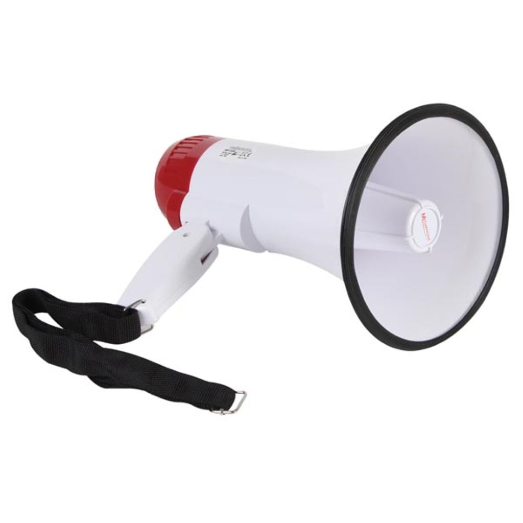 Velleman Mégaphone 10 W avec sirène, enregistrement 10 s, USB, volume réglable, poignée pliable, portée 100 m, ABS portable