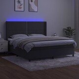 thumbnail of vidaXL Boxspringbett mit Matratze & LED Dunkelgrau 160x200 cm Samt