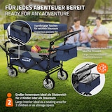thumbnail of Hauki Bollerwagen XXL Blau-Grau, faltbar mit Dach & Tasche, 360° Räder, Handwagen 120 kg, Transportwagen Kinder, Schiebe-/Ziehbar