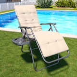 thumbnail of 2 Sedie Sdraio Con Cuscino Imbottito E Portavivande Poltrona Relax Reclinabile Gravità 0 Design Ergonomico Richiudibile In Acciaio Portata Max 120 Kg