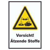 thumbnail of Vorsicht Ätzende Stoffe Schild A5 Rückseite selbstklebend