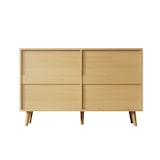 thumbnail of Kommode 120x40x76 Sideboard 6 Schubladen Stauraum Retro Schlafzimmer Büro Wohnzimmer Holz Eiche Metallgriffe modern