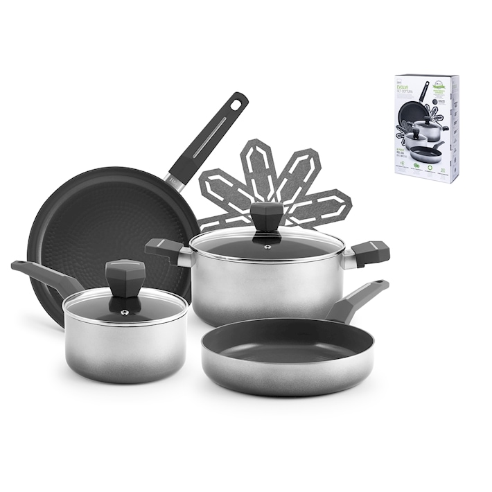 Batteria 8 pezzi evolve in alluminio riciclato con rivestimento antiaderente ceramico