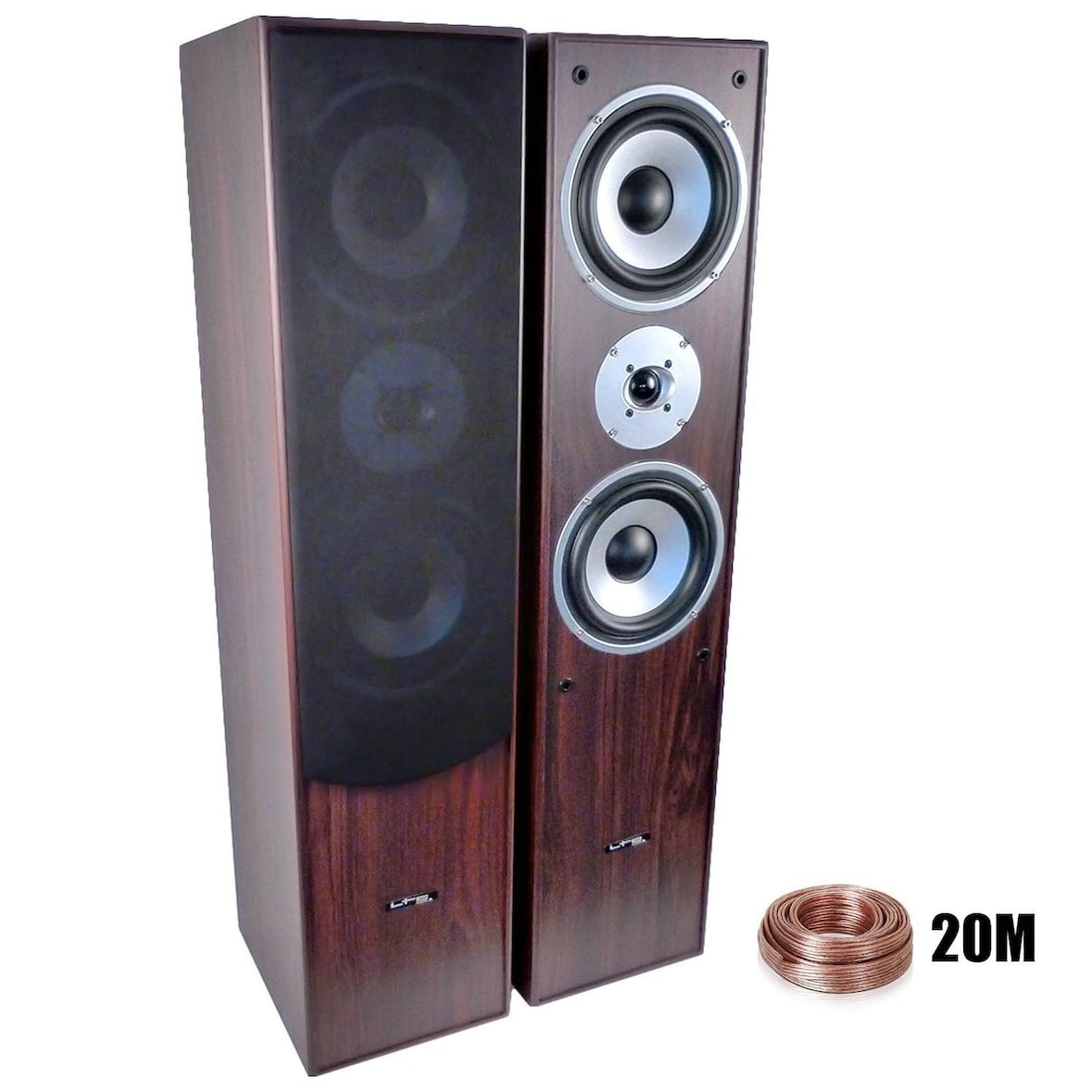 Paire d'enceintes Hifi/Home-Cinéma 2x500W L766-WA + 20 Mètres de câbles transparent