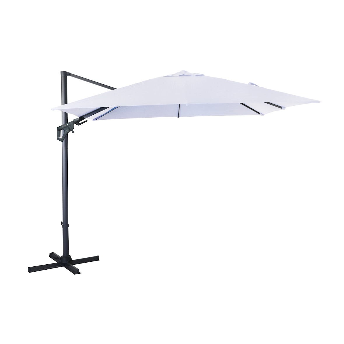 Proloisirs Parasol Déporté 3X3 m/8 baleines NH20 Inclinable Orientable Manivelle - Écru