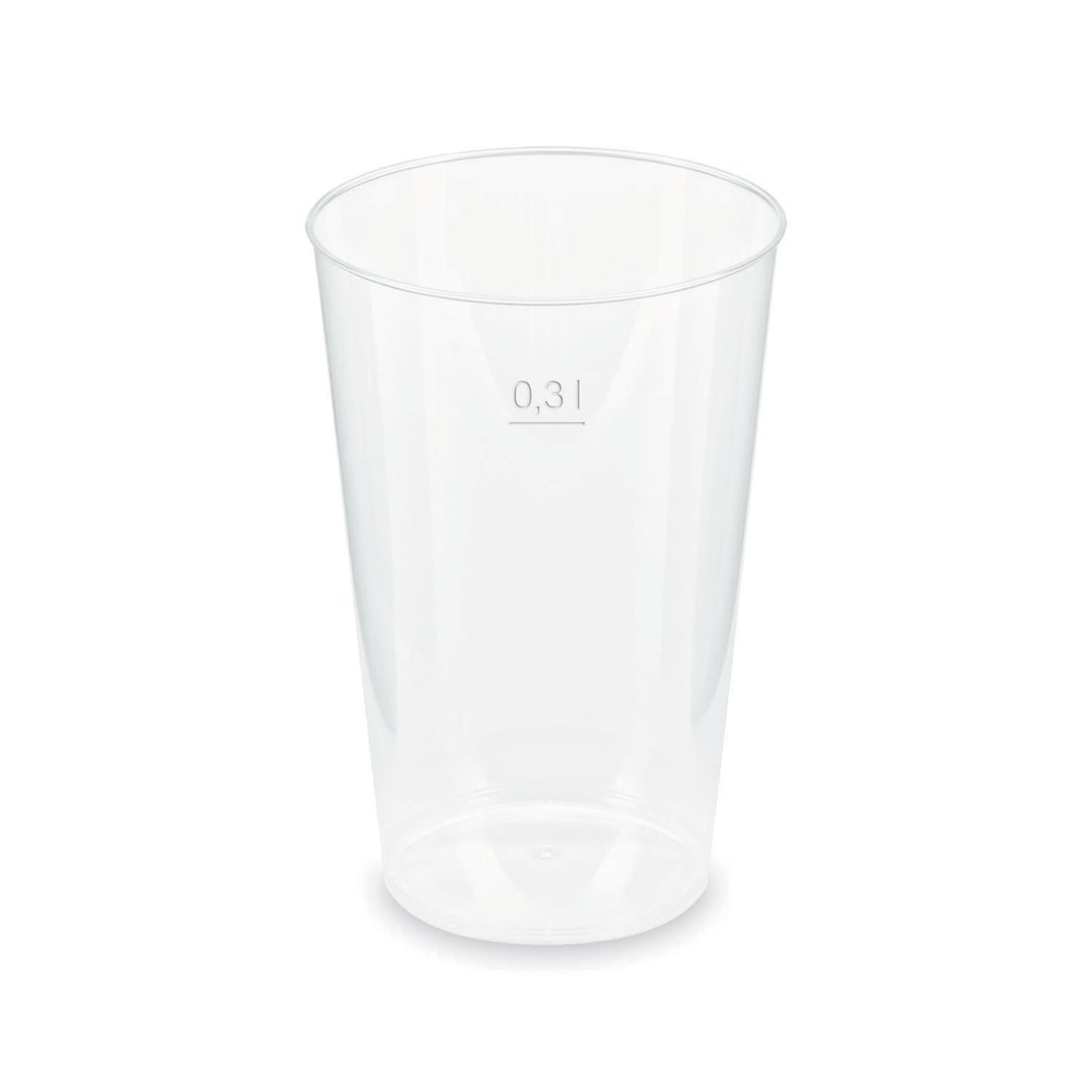 125x Mehrwegbecher Pfandbecher transparent PP Eichstrich 0,3 l O 7,9 cm