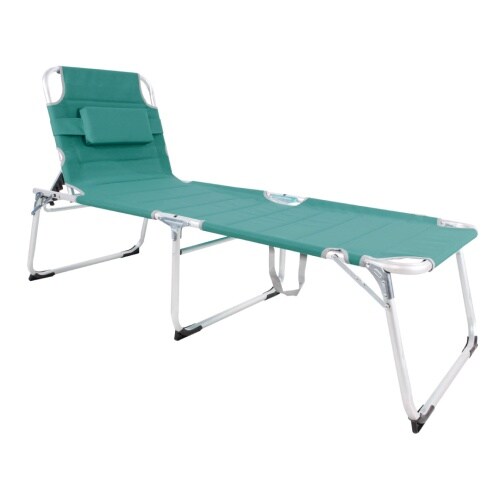 Lex XXL Aluminium Gartenliege Sonnenliege gepolstert mit Kopfkissen klappbar 200 cm Aqua : Aqua