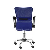 thumbnail of Cardenete Silla  con mecanismo giratorio, brazos fijos y asiento  color azul y asiento tapizado en tejido de malla color negro