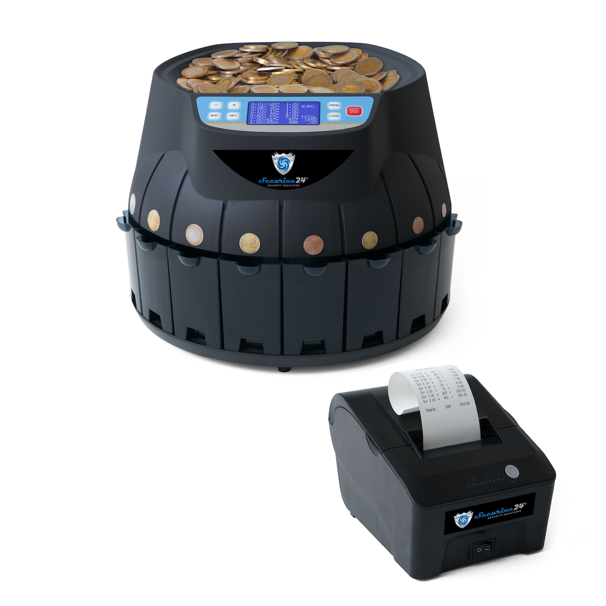 Münzzähler Euro SR1850 mit Drucker Securina24® (schwarz mit Drucker)