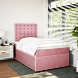 thumbnail of vidaXL Boxspringbett mit Matratze Rosa 120x190 cm Samt
