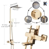 thumbnail of LANA| Conjunto de chuveiro de chuva premium em aço inoxidável dourado brilhante | Torneiras de design sistema de chuveiro|completo com chuveiro de mão