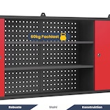 thumbnail of Hängeschrank Werkstatt abschließbar OLIS - Metallschrank hängend | Werkstattschrank Werkzeugschrank Wandschrank Garage, 60x160x20cm Anthrazit-Rot