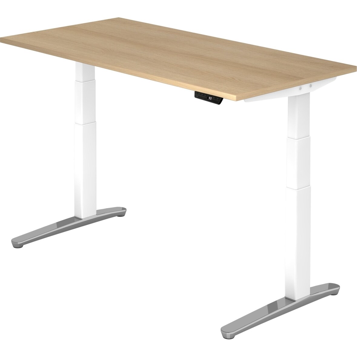 Sitz-Steh-Schreibtisch elektrisch 160x80cm Eiche/Weiß-alu