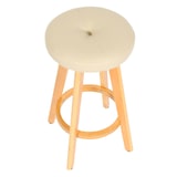 thumbnail of Barhocker Navan, Barstuhl Tresenhocker, Holz Kunstleder drehbar ~ creme, helle Beine