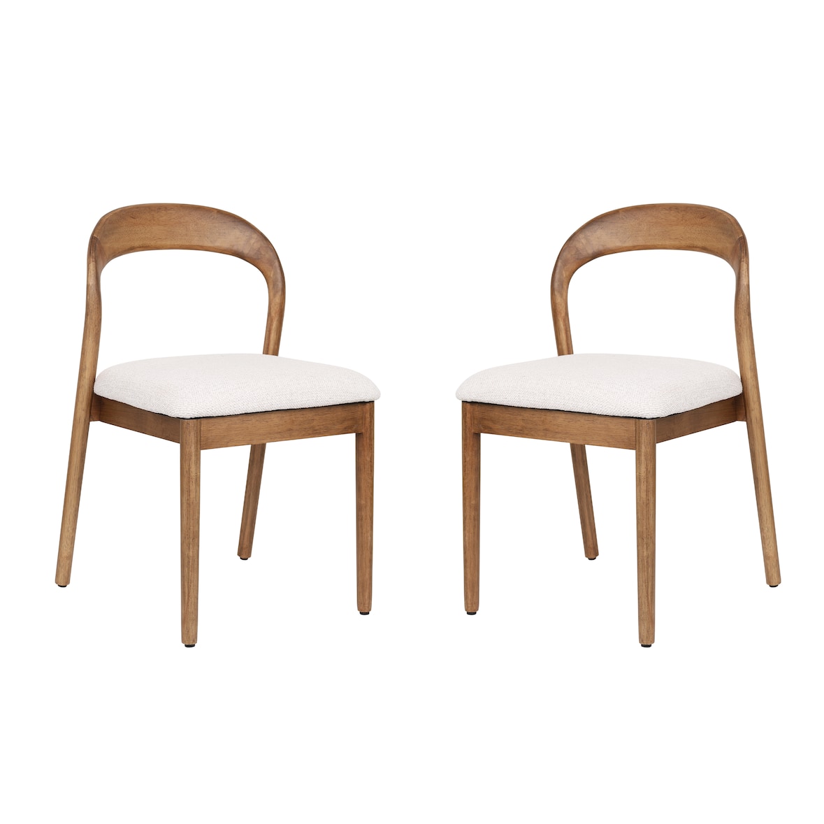 Esszimmerstuhl aus Rubberwood und Stoff in Walnuss, mit ergonomischer Rückenlehne und zerlegbarer Konstruktion