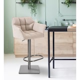 thumbnail of Banco de bar Damaso com revestimento em tecido marfim/aço inoxidável