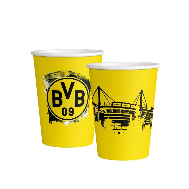 8 Becher BVB Borussia Dortmund Papier  250 ml
