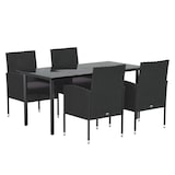 thumbnail of HELLOSHOP26 - 5 piezas de muebles de comedor de jardín y cojines, resina tejida negro 02_0014865